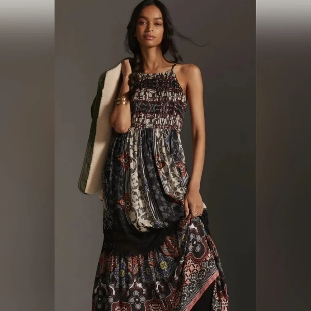 NWOT Anthropologie BHANUNI by JYOTI Tiered Maxi Dress Size 2P - Picture 7 of 7